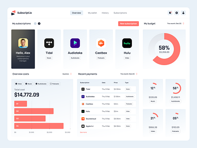 Subscript.io - animated dashboard UI concept animation branding charts dashboard data visualization interface design product design subscription ui uiux ux