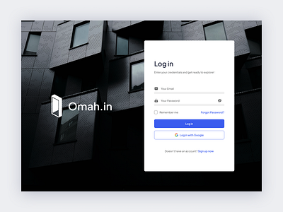 Omah.in - Real Estate Web Login Page building house rent log in login page real estate real estate agency real estate login page ui user interface web design website