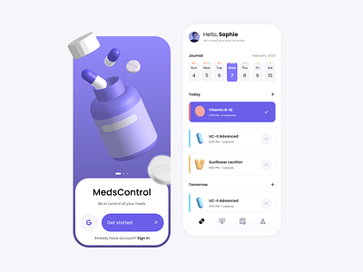 🧬 MedsControl - the concept of pill reminder 3d app appdesign design health healthcare interface medical mobile reminder ui ux