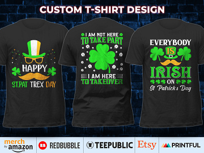 ST PATRICKS DAY T-Shirt Design Bundle canva t shirt design design etsy merchbyamazon