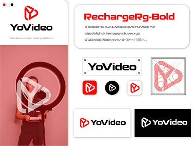 YoVideo | Video Making Platform Logo Design available for sale best logo brand identity branding film logo letter y logo lettering lettermark logo logo design logo mark minimal play icon red video maker video making y play logo y video logo youtube yovideo