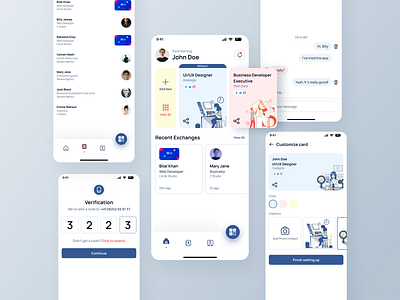 Business Card Exchange App business business card contact sharing contacts design figma information mobile app profile ui