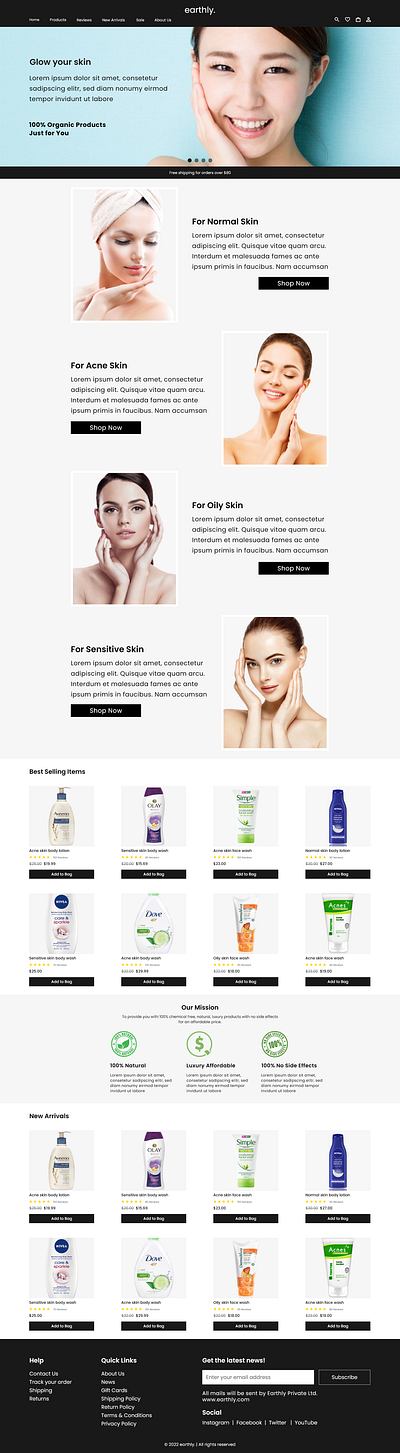 ~ earthly ~ skin care website adobe xd branding design skin care website ui uiux web design website ui ux