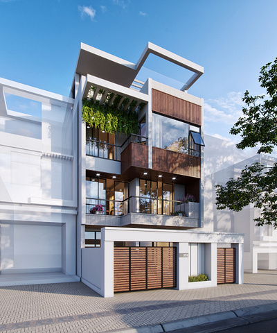 Nha Pho 3d 3dsmax architect building exterior render
