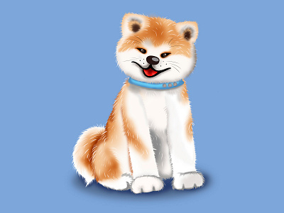 Cute dog Akita Inu adobe photoshop animal artwork blue cartoon character character desing color cute desing digital digital art dog drawing graphic design illustration drawing love