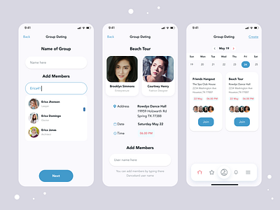 Group Dating andriod app app uiux best mobile app clean mobile app design creative app design dating dating app dating mobile app figma app design hybrid hybrid mobile app design ios mobile app design popular app design uiroll