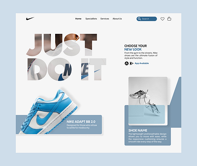 NIKE - SNEAKER STORE WEBSITE animation blue bold branding graphic design homepage landingpage light nike shoe store ui webdesign website white