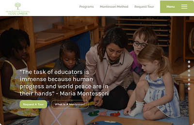 Children's School- Website re-design for a montessori school landing page online education school web design website