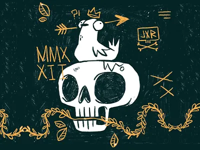 Scribbly Chicken X Skull blake stevenson cartoon character design chicken cult cute design flash illustration jetpacks and rollerskates logo retro rough skull street art tattoo ui