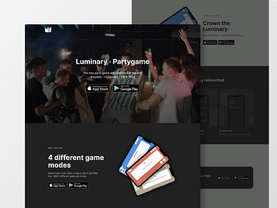 Luminary · Partygame android app app mockup app preview appdesign business business web design ios landing landing page mobile mobile app mobile ui mockup party partygame ui webdesign website
