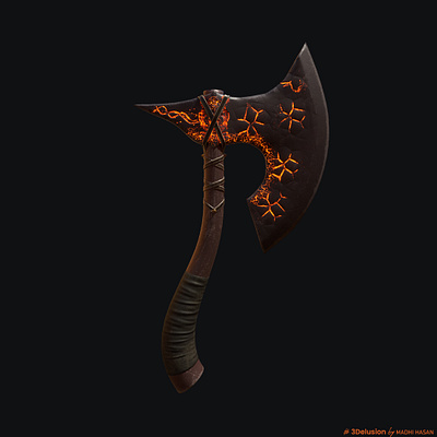 Tribal axe low poly game object 3d 3d art 3d modeling design game object maya substance 3d painter zbrush