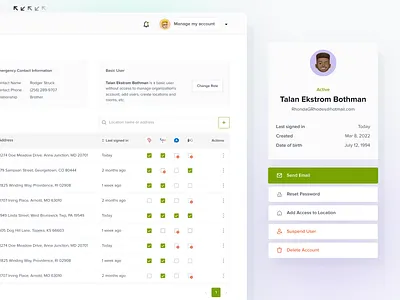 ClubReady – User management app checkbox figma fitness location management permissions product design saas table ui user profile ux animation