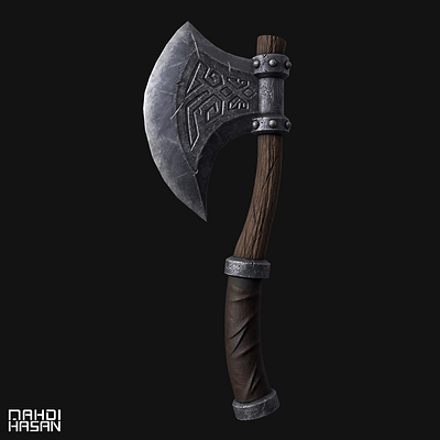 Tribal axe low poly game object 3d 3d art 3d modeling axe design game object maya substance 3d painter zbrush