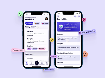 Therapixie — Mental Health Companion App 3d character 3d emojis anger animation app cognitive diary emotions fairy fear gratitude illustration journal mental health motion graphics pixie psychology purple therapy thoughts