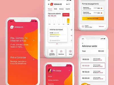 Minha Oi app app design oi telecom telefonia ui wallet
