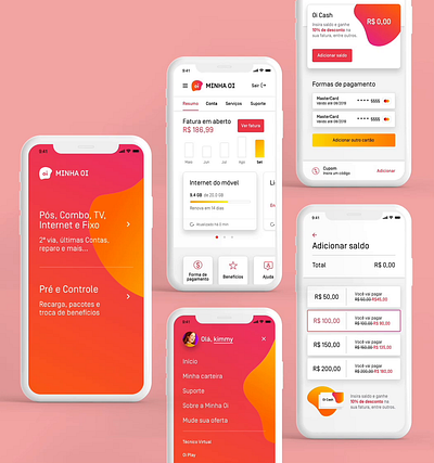 Minha Oi app app design oi telecom telefonia ui wallet
