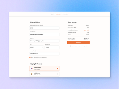 Checkout Page checkout dailyui fitness form marketplace order payment price shipping sports summary ui