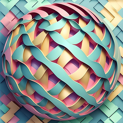 A colorful ball with a pattern of intertwined lines on it. generative