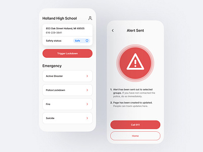 School Emergency Response App app design ui ux