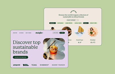 Miigle+ Web Design Concept ai branding eco friendly landing page organic sustainability ui vegan web design website