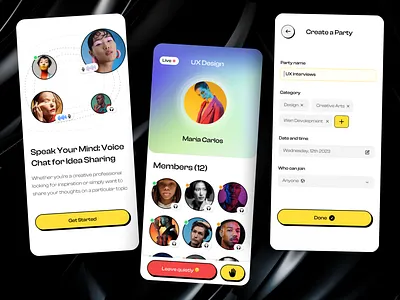 🔊 Voice chats App - UI Mobile App app appdesign appredesign classic clubhouse color figma mobile app modern styleguide ui voice chat yellow