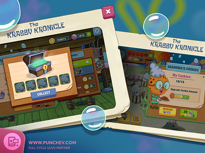 SpongeBob Krusty Cook-Off - GUI Screens branding design gameart gameuidesign gui iconography icons illustration interface logo punchev spongebob ui ux