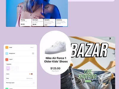 Landing Page Design in figma clothing colorful elements fashion figma girls landing page landingpage nike pastels purple shoes vector