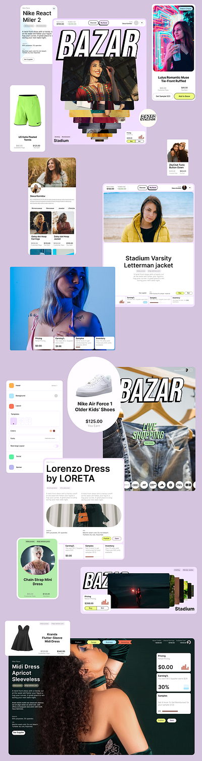 Landing Page Design in figma clothing colorful elements fashion figma girls landing page landingpage nike pastels purple shoes vector