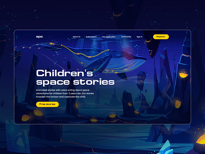 Children's sroties - Website design animation books child child book design figma illustration landing space stories webdesign website design веб дизайн