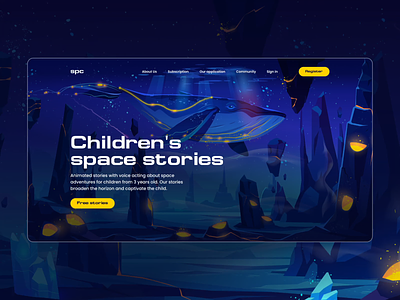 Children's sroties - Website design animation books child child book design figma illustration landing space stories webdesign website design веб дизайн