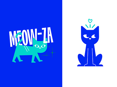 Meow-za! blue branding cartoon cat cute design funny illustration orlando pet vector