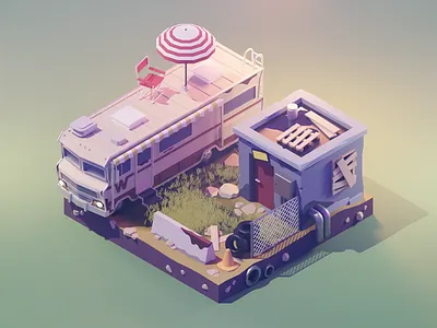 The Walking Dead 3d blender diorama fan art game art illustration isometric lowpoly render walking dead