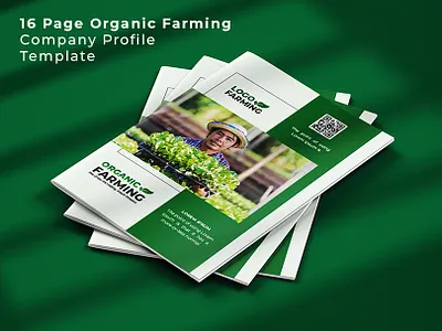 16 Pages Agriculture Company Brochure Template agriculture business banners bifold bifold brochure book cover booklet branding brochure company profile farm farming profile flyer flyer design illustration landing page lawn care organic farm poster template vector