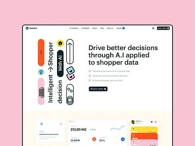 🌐 Memory homepage ai analytics branding data design home page homepage logo memory minimal pink ui website