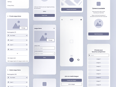 Football recording wireframe mobile app