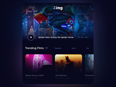 Zing | Streaming Platform Concept branding design graphic design logo typography ui