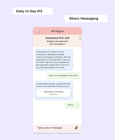 Daily UI, Day 13 - Direct Messaging 100daychallenge dailyui dailyuichallenge directmessagingui uichallenge uidesign