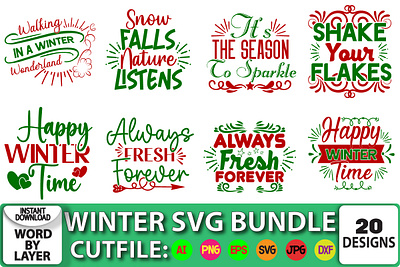 Winter SVG Bundle design graphic design illustration logo sublimation svg t shirt typography vector vintag winter