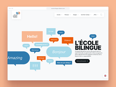 Bilingual school hero section bubble design graphic design hero homepage landing page ui webdesign