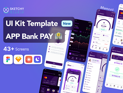 Moneet UI kit Template APP Bank Pay app design app mobile template banking app figma graphic design payement app sketch template ui ui kit ux ux ui deisgn workflow