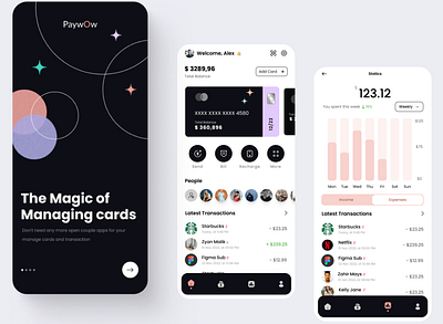 Paywow banking app graphic design logo ui ux