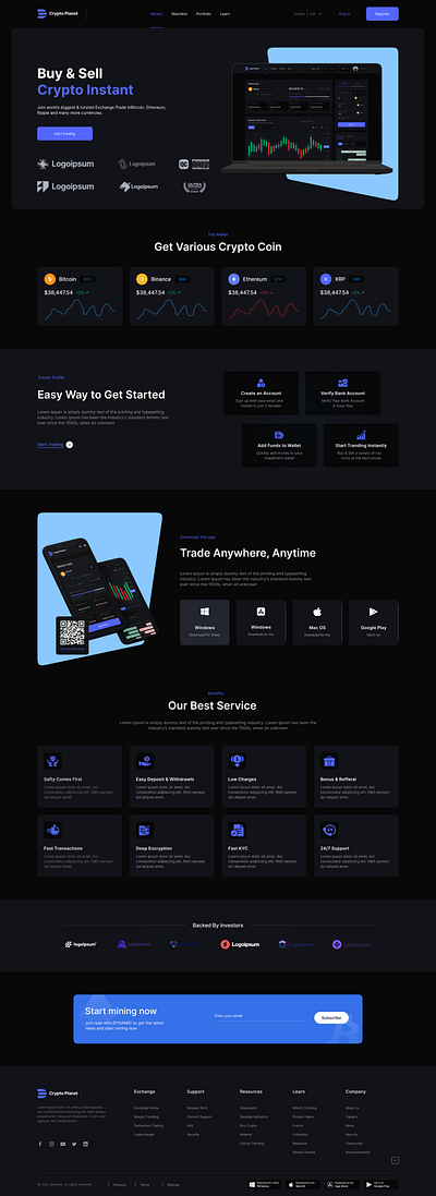 Crypto Planet - Crypto Trading Platform branding design graphic design logo ui ux