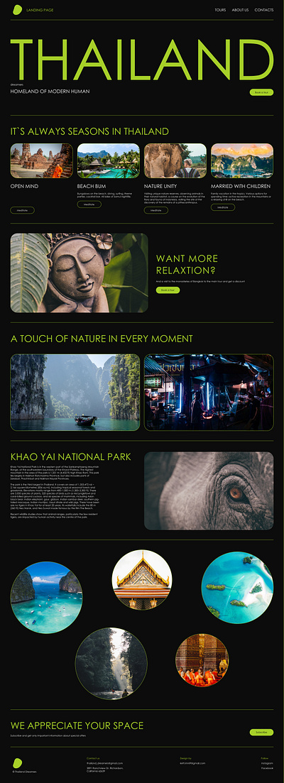 Landing page for Thailand tours branding corporate design design lan landing page ui user interface web
