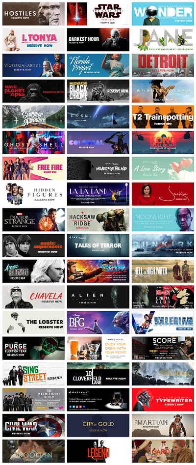 ArcLight Cinemas - Theatrical Release Banners design digital marketing film marketing graphic design photoshop web banners