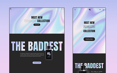 A landing page for a perfume shop design figma fragrance holographic illustrator landing ui ux webdesign website