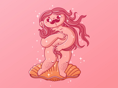The Birth of Venus character cute diva funny gay illustration kawaii lgbt lgbtq queer trans vector venus woman