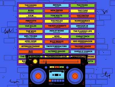 Web Graphic blaster brick wall cassette cassette tape music graphic stereo