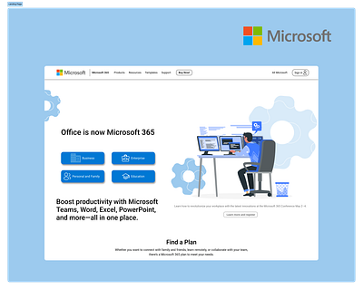 Daily UI Challenge #DailyUI Challenge 003 -Landing Page dailychallenge dailyui design landing landingpage microsoft ui