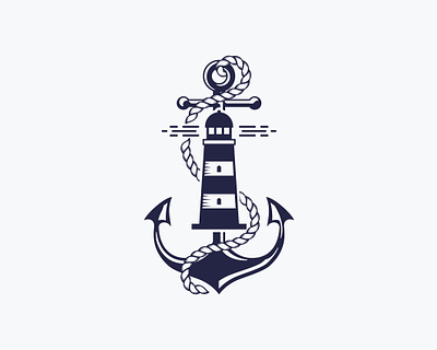 Nautical emblem with anchor and lighthouse anchor branding cruise design emblem graphic design lighthouse logo marine nautical sea vector