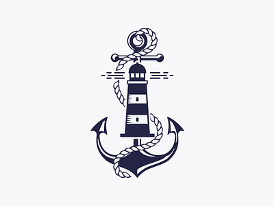 Nautical emblem with anchor and lighthouse anchor branding cruise design emblem graphic design lighthouse logo marine nautical sea vector